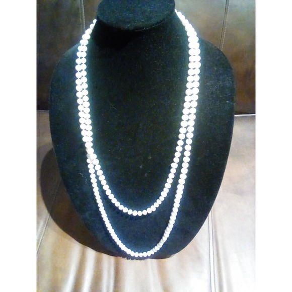 Vintage Freshwater Baroque Circle Pearl Necklace 64" Long Strand Hand Knotted